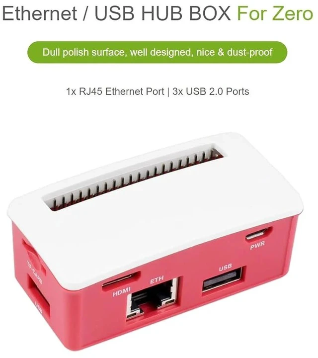 Alt view image 2 of 7 - Ethernet/USB HUB HAT B with Box ABS Case for Raspberry Pi Zero/Zero W/2 W/Zero WH/2 WH,PC,with 1 RJ45 10/100M Ethernet Port, 3 USB Ports Compatible with USB2.0/1.1