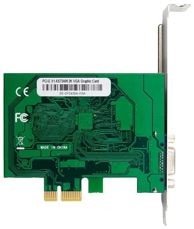 Alt view image 2 of 4 - ASPEED AST2400 PCIe x1 Low-Profile 2U Graphics Card VGA Display Adapter, Low-Power GPU, Perfect for X79 / X99 / Server / Workstation / Embedded