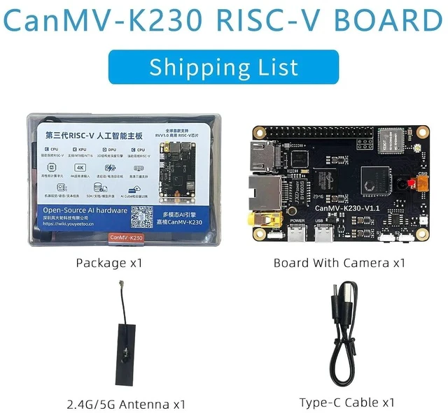 Alt view image 3 of 7 - CanMV-K230 AI Development Board - Kendryte K230 RISC-V 64-512MB RAM 3X 4K Camera Inputs - Support RVV1.0 for AI Edge AIoT (Basic Kit)