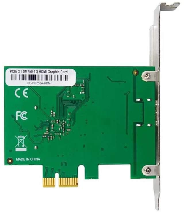 Alt view image 2 of 5 - PCIe x1 to Single HDMI Embedded Graphics Card SM750 2D Multimedia Video Adapter, Industrial Display Card for Digital Signage / Kiosk / Embedded Systems