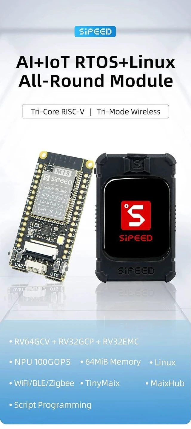 Alt view image 2 of 7 - Sipeed M1s Dock RISC-V AI Development Board with Camera, for AIOT tinyML, Support WiFi/BT/BLE/Zigbee, Linux FreeRTOS (Bundle B)