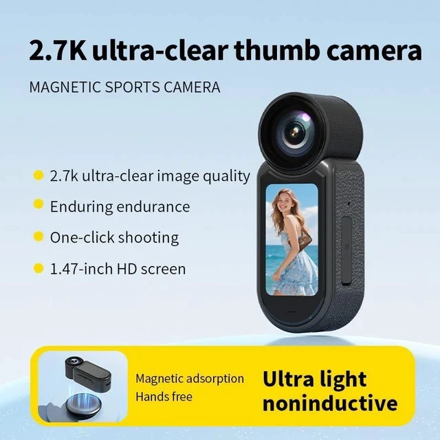 Alt view image 6 of 6 - 2.7K HD Thumb Action Camera Wearable Mini Camera for Outdoor Cycling, Motorcycle Riding, and Hands-Free Recording