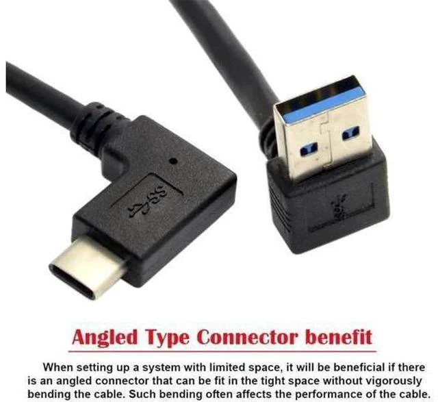 Alt view image 2 of 7 - 30cm Upward 90 Degree USB-C Female to USB3.1 Type-A Male Reversible Data Cable | 5Gbps High Speed Cord for Smartphones & Tablets
