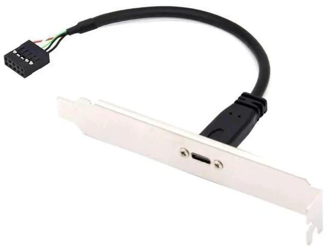 Main image of 17cm USB 2.0 9/10Pin Front Panel Header Male to USB-C Female Extension Cable with 12cm PCIe Slot Bracket