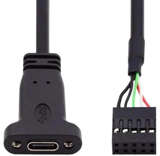Alt view image 5 of 6 - 17cm USB 2.0 9/10Pin Front Panel Header Male to USB-C Female Extension Cable with 12cm PCIe Slot Bracket