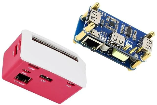 Main image of PoE Ethernet USB HUB HAT with Box ABX Case for Raspberry Pi Zero/Zerow/2, with 1 RJ45 10/100M Ethernet Port, 3 USB Ports Compatible with USB2.0/1.1, 802.3af-Compliant