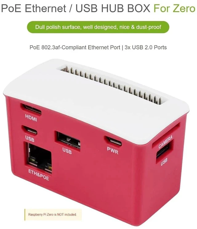 Alt view image 2 of 7 - PoE Ethernet USB HUB HAT with Box ABX Case for Raspberry Pi Zero/Zerow/2, with 1 RJ45 10/100M Ethernet Port, 3 USB Ports Compatible with USB2.0/1.1, 802.3af-Compliant