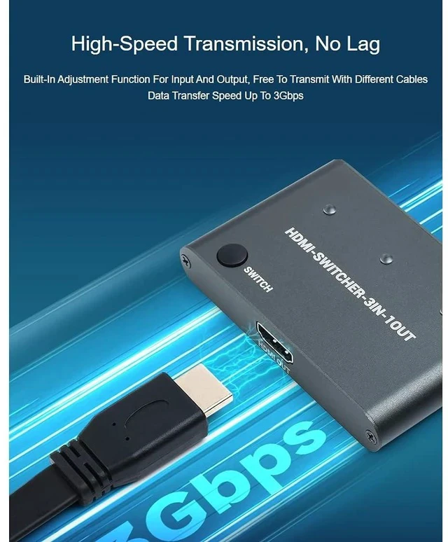 Alt view image 7 of 7 - HDMI Switcher 3 in 1 Out 4K HD HDMI Switcher Splitter,Support 4K/2K@30Hz and 4K/2K (YCbCr420)@60Hz Resolution,HDMI 1.4b,DVI1.0,Compatible with Raspberry Pi, PC, Smartphone