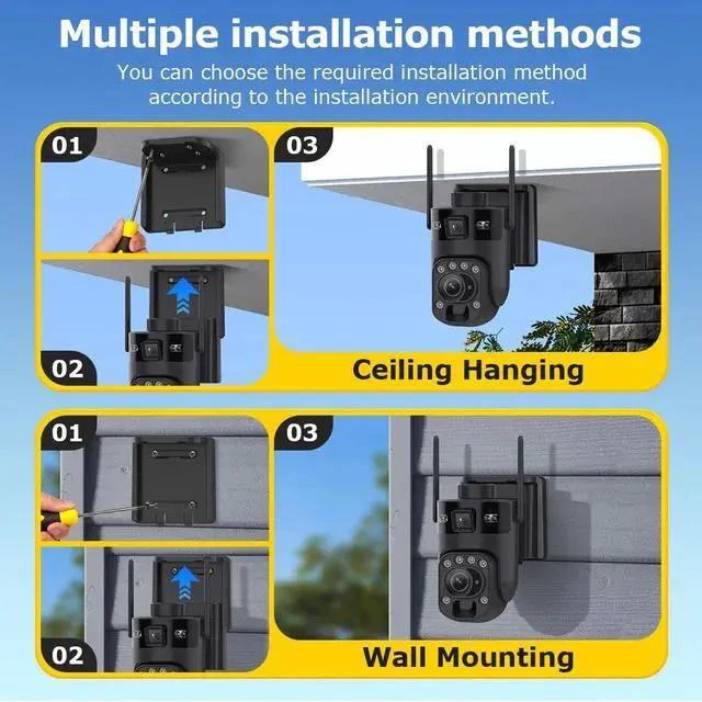 Alt view image 3 of 7 - 20X Optical Zoom 6MP Dual-Lens Solar Camera 4G LTE Cellular & WiFi Connectivity, 355° Pan 90° Tilt, Outdoor PTZ with PIR Human Detection, Full-Color Night Vision