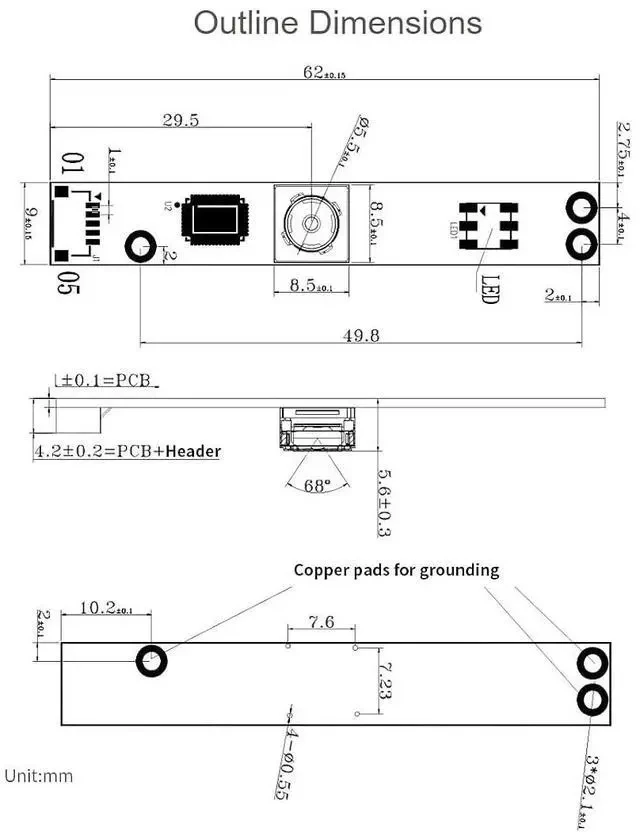 Alt view image 3 of 3 - OV5640 5MP USB Camera Module Auto Focus Camera Webcam Board for Raspberry Pi,Jetson Nano,PC, 68° Field of View 1080P Video Recording,Supports Windows Linux