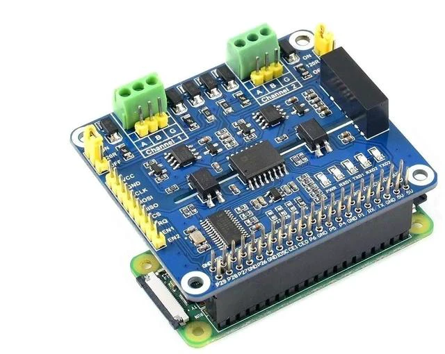 Main image of 2-Channel Isolated RS485 Expansion HAT for Raspberry Pi Series Boards with Embedded Protection Circuits, Adopt SC16IS752+SP3485 Solution,Converts SPI to RS485