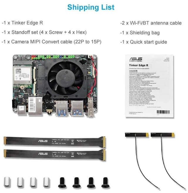 Alt view image 5 of 6 - Tinker Edge R AI Single Board Computer RK3399Pro with 2GB RAM 1GB NPU RAM 16GB EMMC for Edge AI Applications Computing and TensorFlow Lite Models Training. (Basic Version (3+16))