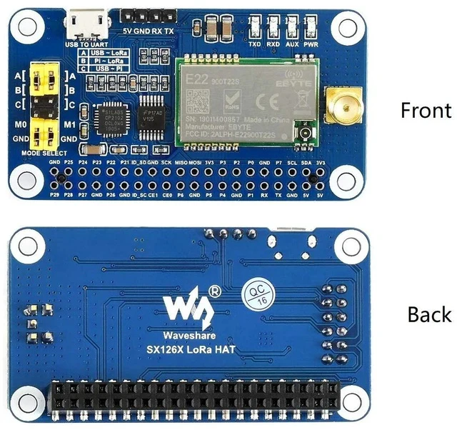 Alt view image 2 of 6 - SX1262 LoRa HAT for Raspberry Pi Series Boards 915MHz Frequency Band,Support Data Transmission up to 5km,Wake on Radio,Wireless Config, Carrier Sensing, Communication Key