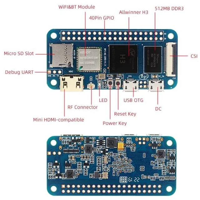 Alt view image 4 of 5 - Banana pi M2 Zero Open Source Singal Board Computer, 512MB SDRAM Mini HDMI onboard WiFi (AP6212) & Bluetooth, Support Raspbian Android Armbian RetroPie Ubuntu (Heat Sink Set)