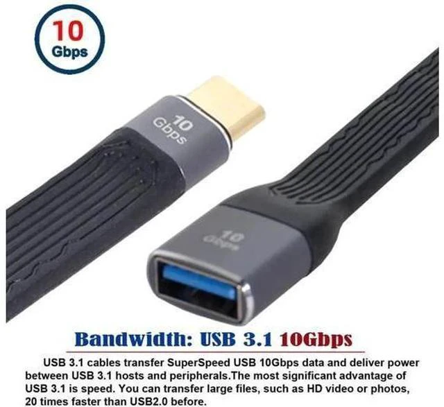 Alt view image 2 of 7 - 13cm FPC Flat USB3.1 Type-C Male Host to USB3.0 Type-A Female OTG Cable | Slim Low Profile Data Cord for Phones & Laptops