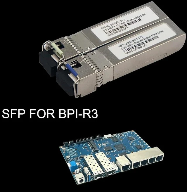Alt view image 3 of 6 - BPI-R3 Single Board Computer SFP+ 2.5G BX10 Module - 10KM, Fast 2.5Gbps, LC Connector (A Set)