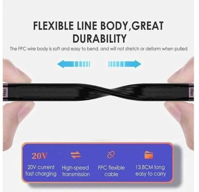 Alt view image 7 of 7 - 13cm FPC Flat USB3.1 Type-C Male Host to USB3.0 Type-A Female OTG Cable | Slim Low Profile Data Cord for Phones & Laptops
