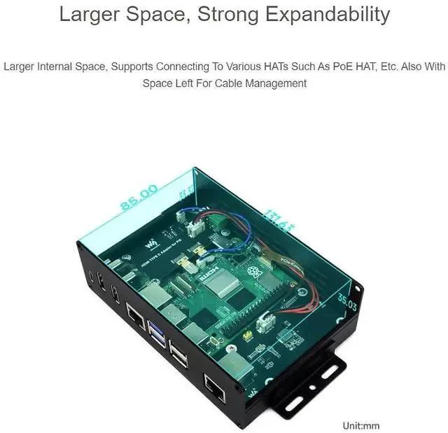 Alt view image 5 of 7 - Multi-Functional All-in-one Mini-Computer Kit Designed for Raspberry Pi 5,Aluminum Alloy Case+Pi5 HDMI and Type-C Adapter+PCIe to Gigabit ETH Adapter