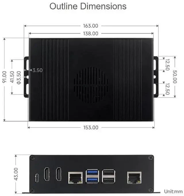 Alt view image 7 of 7 - Multi-Functional All-in-one Mini-Computer Kit Designed for Raspberry Pi 5,Aluminum Alloy Case+Pi5 HDMI and Type-C Adapter+PCIe to Gigabit ETH Adapter