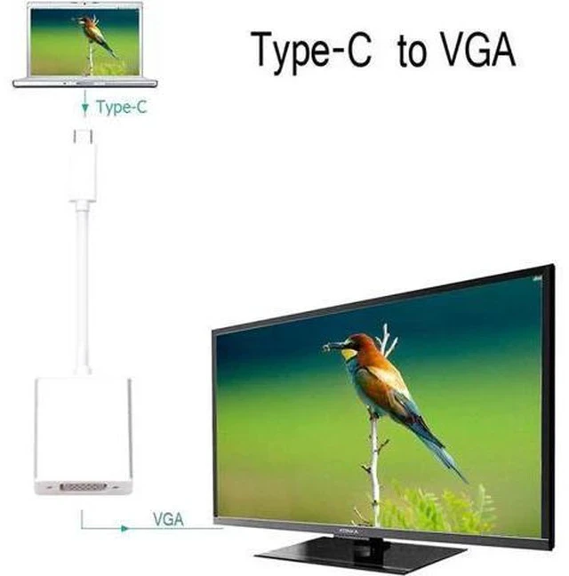 Alt view image 2 of 4 - USB-C to VGA Adapter, 1080P Video Converter with Aluminum Case, Compatible with Thunderbolt 3 for MacBook Pro & Yoga 920, Silver