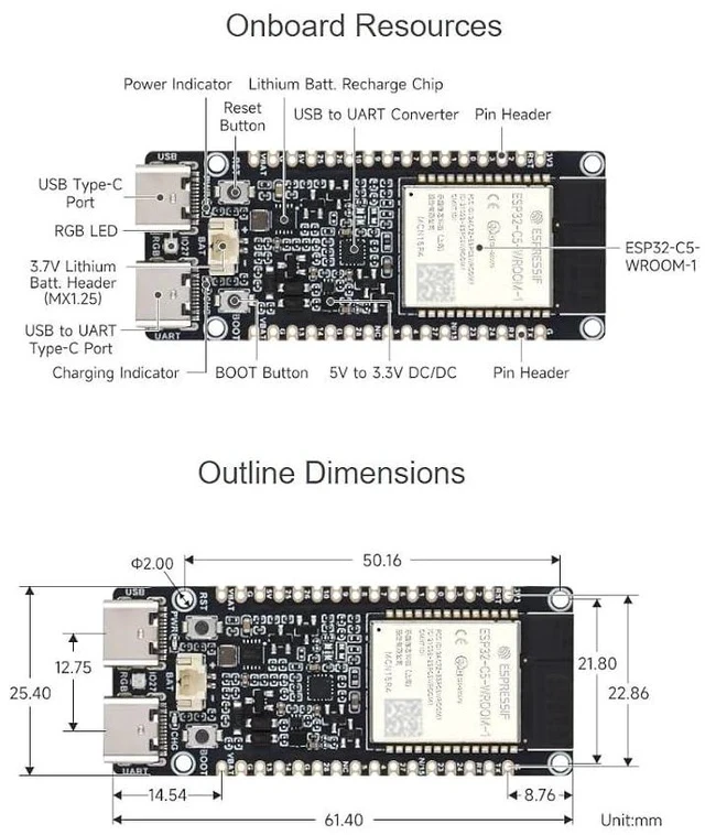Alt view image 7 of 7 - ESP32-C5 Development Board 240MHz/5GHz Dual-Band Wi-Fi 6 Devkit Based on ESP32-C5-WROOM-1 Series Module,Supports Dual-Band Wi-Fi 6 /BLE 5 / Thread/Zigbee