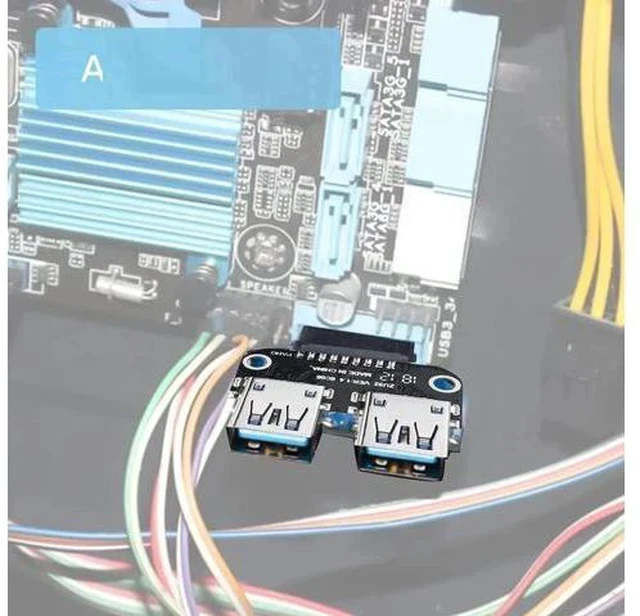 Alt view image 4 of 6 - 19/20Pin Motherboard Header to Dual USB 3.0 Adapter, Horizontal 20Pin to 2 Type-A Female Port Converter for Desktop PC & Card Reader