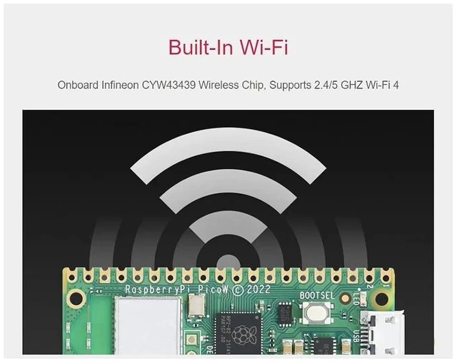Alt view image 4 of 7 - Pre-Soldered Raspberry Pi Pico W Microcontroller Board Basic Kit,Built-in WiFi,Supports 2.4/5 GHZ Wi-Fi 4,Based On RP2040 Dual-Core Processor