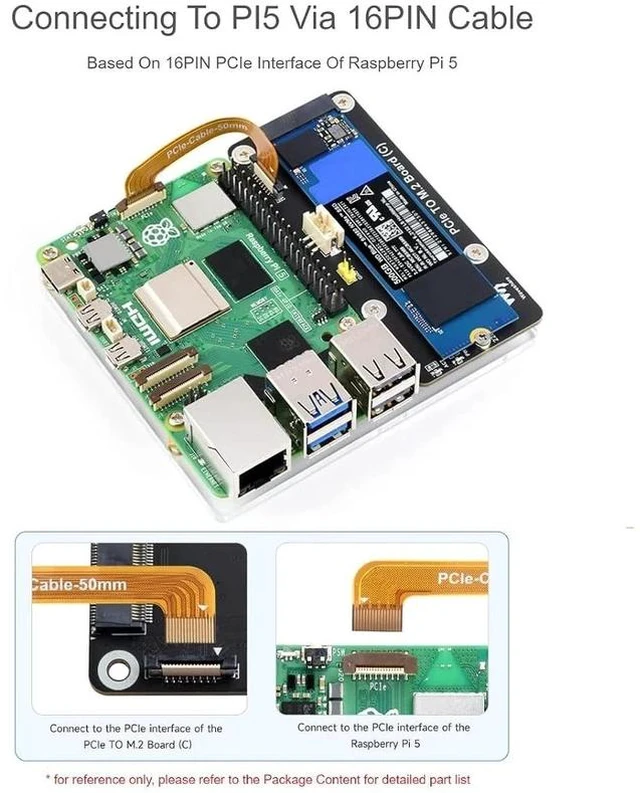 Alt view image 3 of 7 - PCIe to M.2 Adapter Board (C) for Raspberry Pi 5,Support M.2 NVMe SSD 2230 2242 2260 2280,Supports Gen2 and Gen3 Modes
