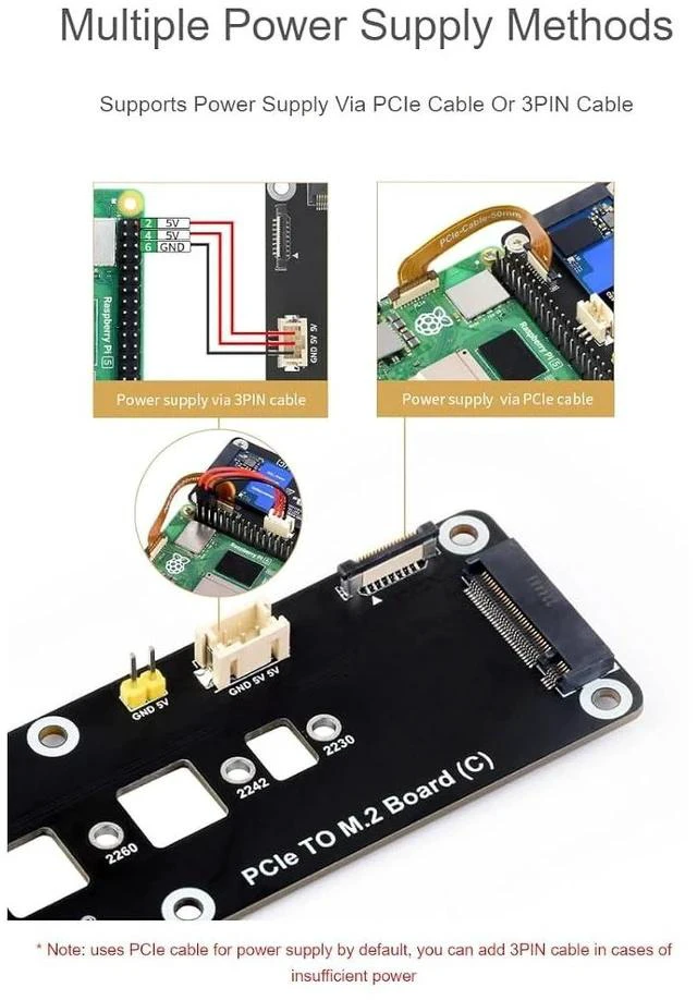 Alt view image 4 of 7 - PCIe to M.2 Adapter Board (C) for Raspberry Pi 5,Support M.2 NVMe SSD 2230 2242 2260 2280,Supports Gen2 and Gen3 Modes