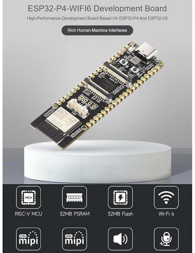 Alt view image 2 of 7 - ESP32-P4-WIFI6 Development Board Based On ESP32-P4 with Integrated ESP32-C6 Supports Wi-Fi 6 and Bluetooth 5,RISC-V 32-bit Dual-core and Single-core Processors