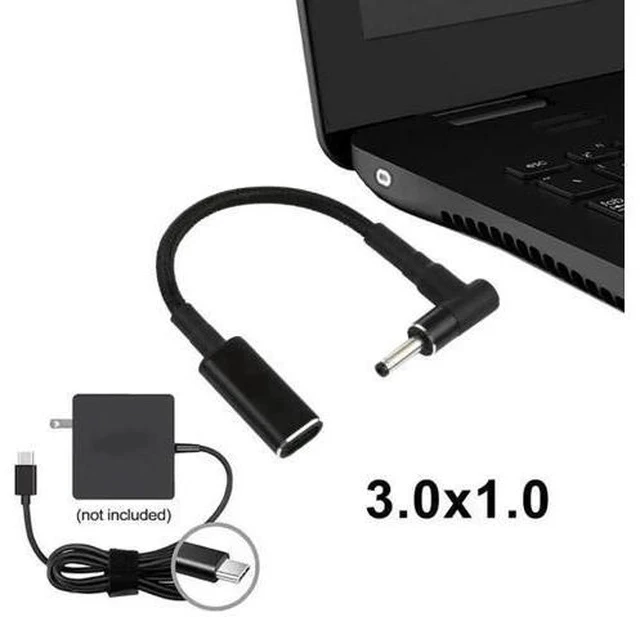 Alt view image 3 of 5 - Right Angle 3.0×1.0mm DC to USB-C PD 100W Nylon Braided Power Cable|18.5V~20V Trigger Converter Cord