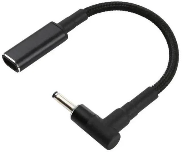 Alt view image 5 of 5 - Right Angle 3.0×1.0mm DC to USB-C PD 100W Nylon Braided Power Cable|18.5V~20V Trigger Converter Cord