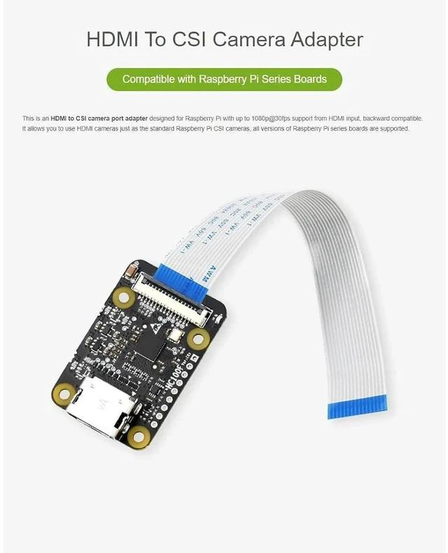 Alt view image 2 of 7 - HDMI to CSI Camera Adapter, Support HDMI Input up to 1080p 30fps Compatible with Raspberry Pi 4B/3B+/3B/Pi Zero/Zero W,Raspberry Pi CSI Cameras
