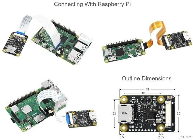 Alt view image 5 of 7 - HDMI to CSI Camera Adapter, Support HDMI Input up to 1080p 30fps Compatible with Raspberry Pi 4B/3B+/3B/Pi Zero/Zero W,Raspberry Pi CSI Cameras