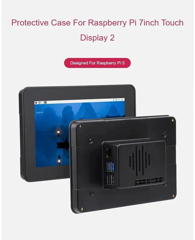Alt view image 2 of 7 - Protective Case for Raspberry Pi 7inch Touch Display 2 and Raspberry Pi 5
