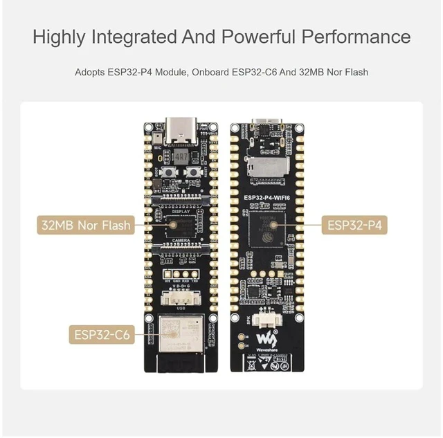 Alt view image 5 of 7 - ESP32-P4-WIFI6 Development Board Based On ESP32-P4 with Integrated ESP32-C6 Supports Wi-Fi 6 and Bluetooth 5,RISC-V 32-bit Dual-core and Single-core Processors