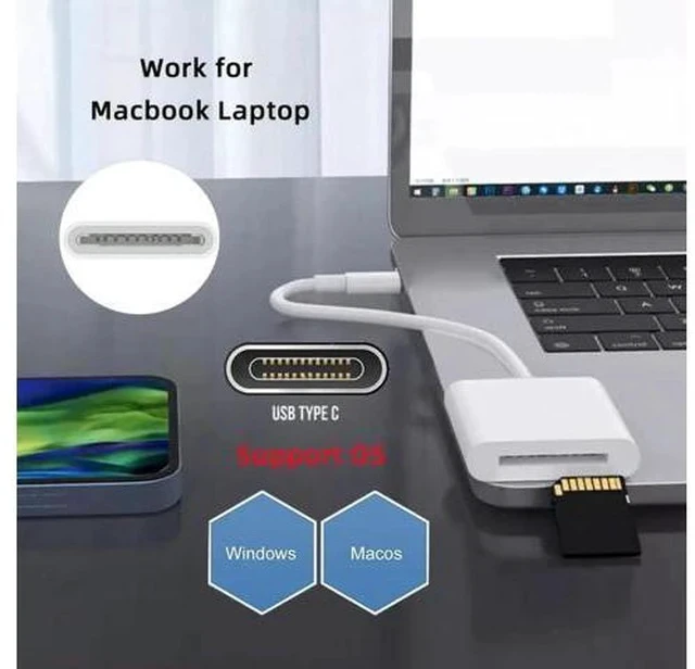 Alt view image 3 of 7 - USB-C to SD/SDHC/SDXC Card Reader Adapter, USB2.0 Memory Card Reader for Laptop, Mac, Tablet & Smartphone