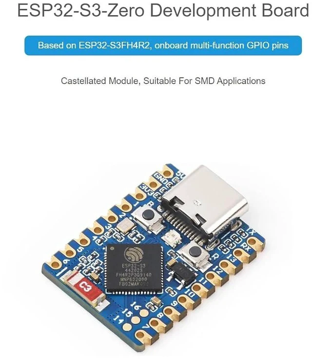 Alt view image 2 of 7 - 2 PCS ESP32-S3 Mini Development Board with 2.4GHz Wi-Fi,Bluetooth 5 Support,Based on ESP32-S3FH4R2 Dual-Core Processor,240MHz Running Frequency, USB Type-C Port