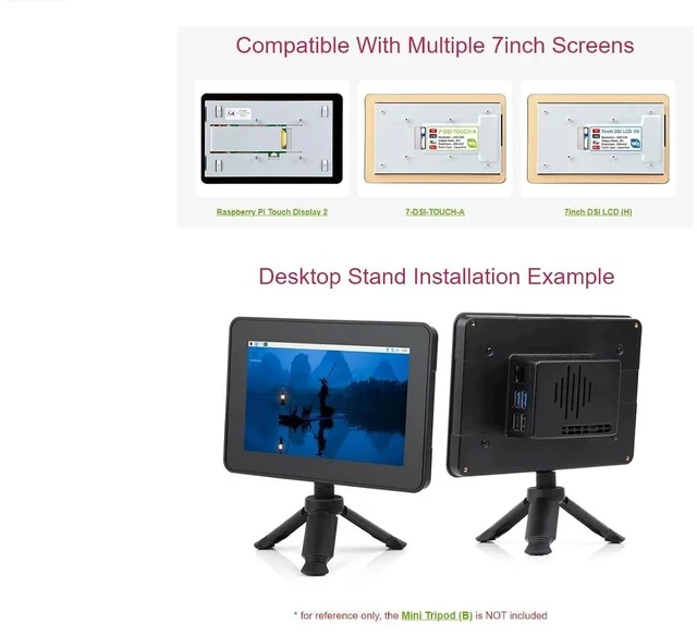 Alt view image 3 of 7 - Protective Case for Raspberry Pi 7inch Touch Display 2 and Raspberry Pi 5