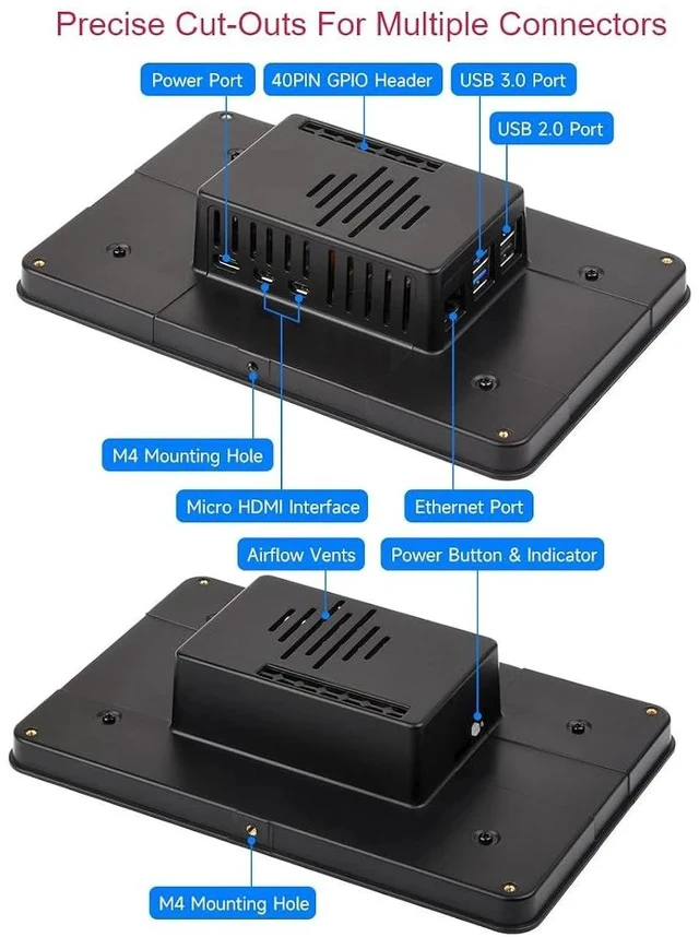 Alt view image 6 of 7 - Protective Case for Raspberry Pi 7inch Touch Display 2 and Raspberry Pi 5