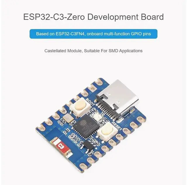 Alt view image 3 of 7 - ESP32-C3 Mini Development Board with Pre-Soldered Header with 2.4GHz Wi-Fi,Bluetooth 5 Support,Based on ESP32-C3FN4 Single-core Processor,160MHz Running Frequency, USB Type-C Port