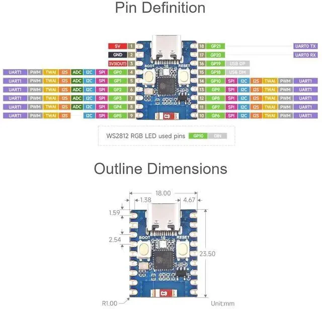 Alt view image 6 of 7 - ESP32-C3 Mini Development Board with Pre-Soldered Header with 2.4GHz Wi-Fi,Bluetooth 5 Support,Based on ESP32-C3FN4 Single-core Processor,160MHz Running Frequency, USB Type-C Port