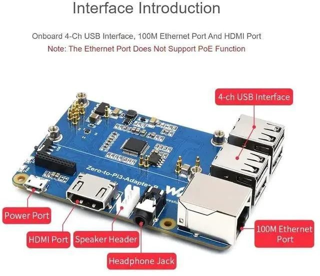 Alt view image 3 of 7 - Pi Zero 2W to Raspberry Pi 3B/B+ Adapter,Based on Raspberry Pi Zero 2W to Reproduce The Original Appearance of The 3B Series,Alternative Solution for Raspberry Pi 3 Model B/B+