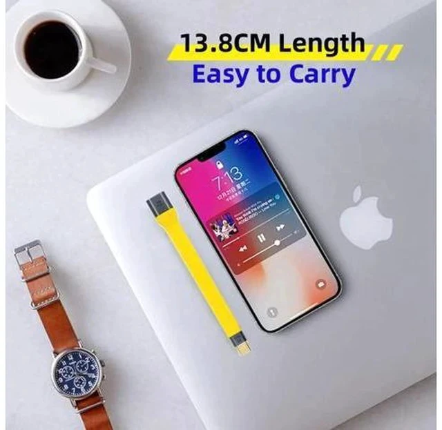 Alt view image 3 of 7 - 13cm Yellow Slim FPC Flat USB3.1 Gen2 Type-C Male Host to USB3.0 A Female OTG Cable | 10Gbps High Speed