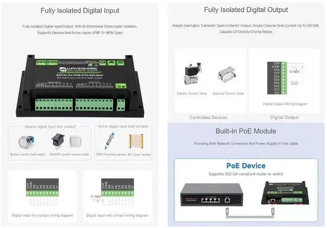 Alt view image 3 of 6 - Industrial ESP32-S3 Control Board,8-Channel Digital Input/Output Ccontroller,Based on ESP32-S3 Main Control, Supporting Wi Fi, Bluetooth, RS485, CAN and Ethernet Port
