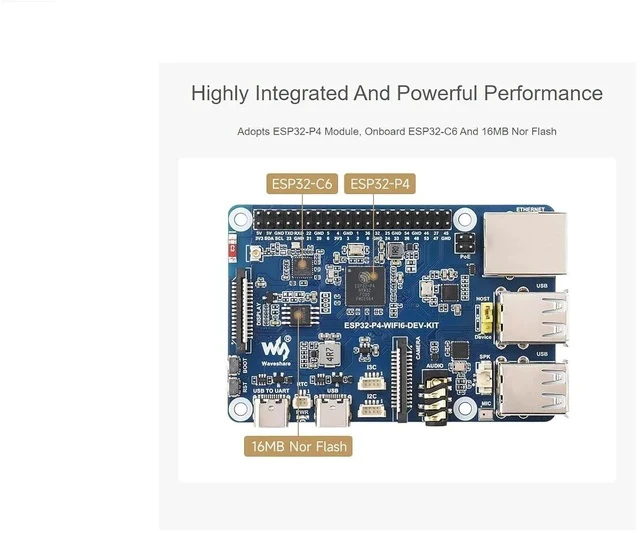 Alt view image 3 of 7 - ESP32-P4-WIFI6-DEV-KIT High-Performance Development Board Based On ESP32-P4 and ESP32-C6, RISC-V 32-bit Dual-core and Single-core ProcessorsRich Human-Machine Interfaces
