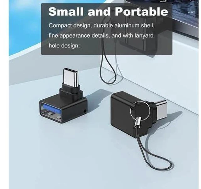 Alt view image 2 of 6 - 2 Pack 90 Degree USB-C Male to USB 3.0 Female Adapter, Up & Down Angled Type-C to USB-A Converter Black, Compatible with MacBook Pro Air & All Type-C Laptops