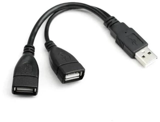 Main image of 0.5ft USB 2.0 A Male to Dual USB Female Y Splitter Cable, 1 Pack, Portable Hub Adapter for PC, Laptop, TV & 2.5" Portable Hard Drive
