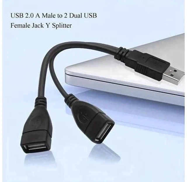 Alt view image 2 of 7 - 0.5ft USB 2.0 A Male to Dual USB Female Y Splitter Cable, 1 Pack, Portable Hub Adapter for PC, Laptop, TV & 2.5" Portable Hard Drive