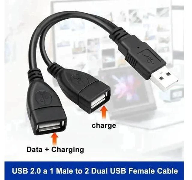 Alt view image 7 of 7 - 0.5ft USB 2.0 A Male to Dual USB Female Y Splitter Cable, 1 Pack, Portable Hub Adapter for PC, Laptop, TV & 2.5" Portable Hard Drive